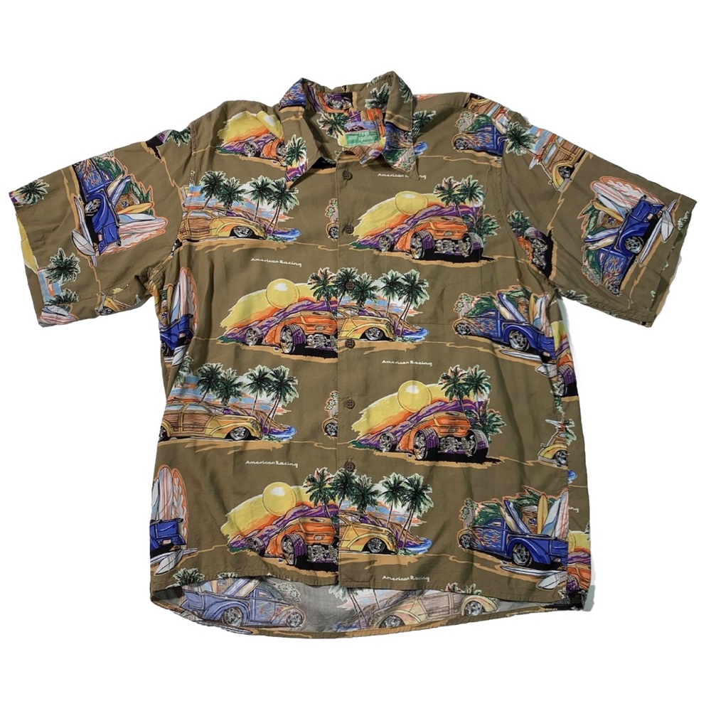 Vintage Reyn Spooner Short Sleeve Button Down American Cars Hawaiian Shirt L
